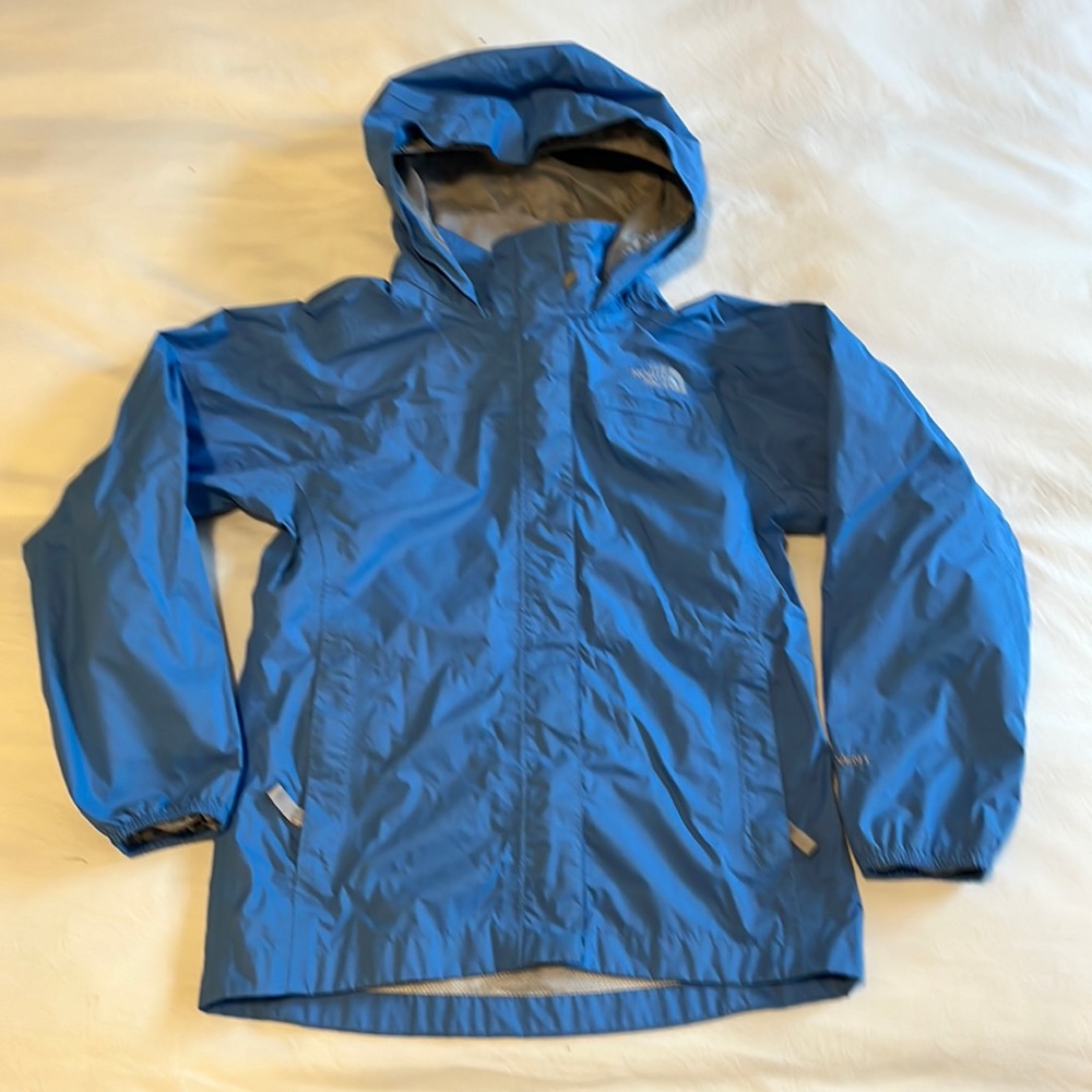 The North Face girls rain coat blue medium